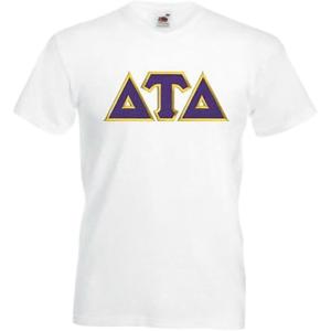 Delta Tau Delta DTD Lettered V-Neck T-Shirt(White)
