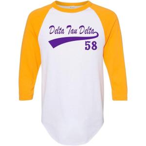 Delta Tau Delta DTD Tail Year Raglan(White W/Gold)