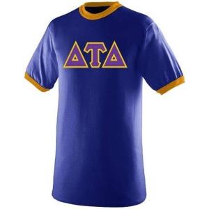 Delta Tau Delta Lettered Ringer Shirt(Royal Blue/Gold)