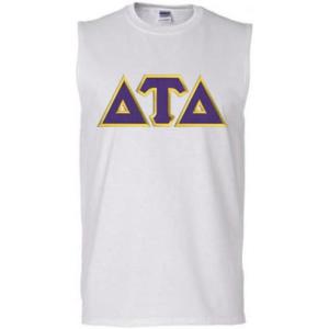 Delta Tau Delta Lettered Sleeveless Tee(White)