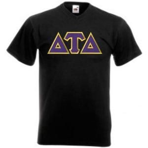 Greekgear Delta Tau Delta DTD Lettered V-Neck T-Shirt(Black)