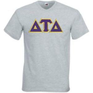 Greekgear Delta Tau Delta DTD Lettered V-Neck T-Shirt(Sports Grey)