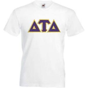 Greekgear Delta Tau Delta DTD Lettered V-Neck T-Shirt(White)