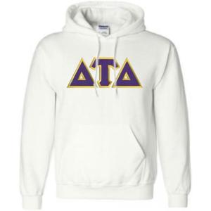 Greekgear Delta Tau Delta Lettered Hooded Sweatshirt(White)