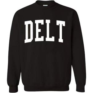 Greekgear Men’s Delta Tau Delta DTD BIG TEXT Crewneck Sweatshirt Black(Black)