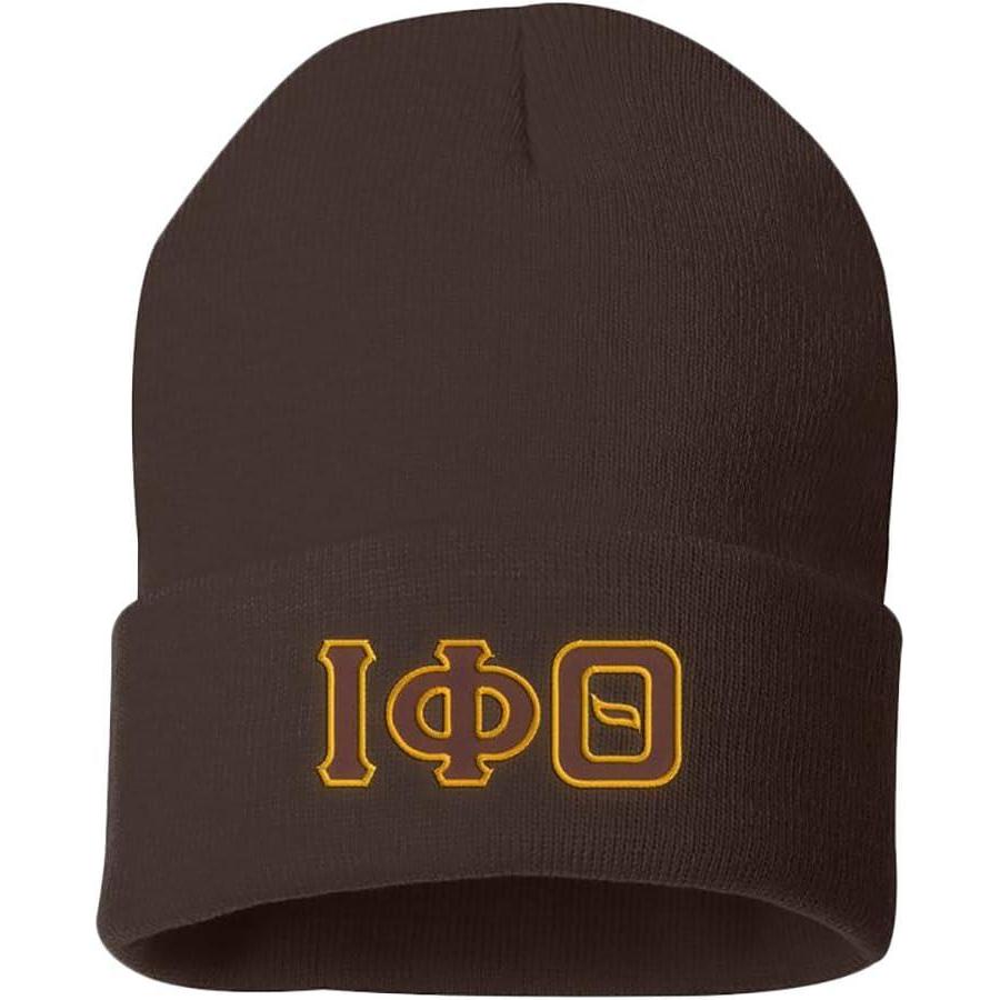 imageIota Phi Theta Big Greek Lettered Knit CapBrown