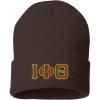 Iota Phi Theta Big Greek Lettered Knit Cap(Brown)