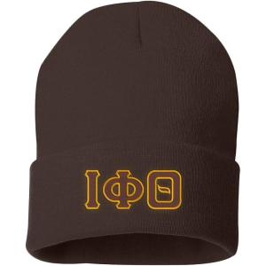 Iota Phi Theta Big Greek Lettered Knit Cap(Brown)