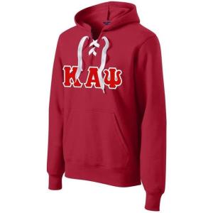 Kappa Alpha Psi Lace Up Pullover Hooded Sweatshirt(Deep Red)