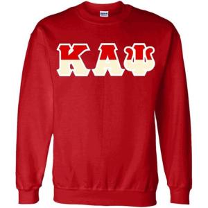 Kappa Alpha Psi Two Tone Greek Lettered Crewneck Sweatshirt(Red)