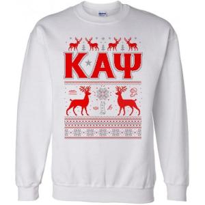 Kappa Alpha Psi Ugly Christmas Sweater Crewneck Sweatshirt(Light Grey)