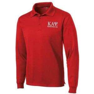 Kappa Alpha Psi World Famous Long Sleeve Dry Fit Polo(True Red)