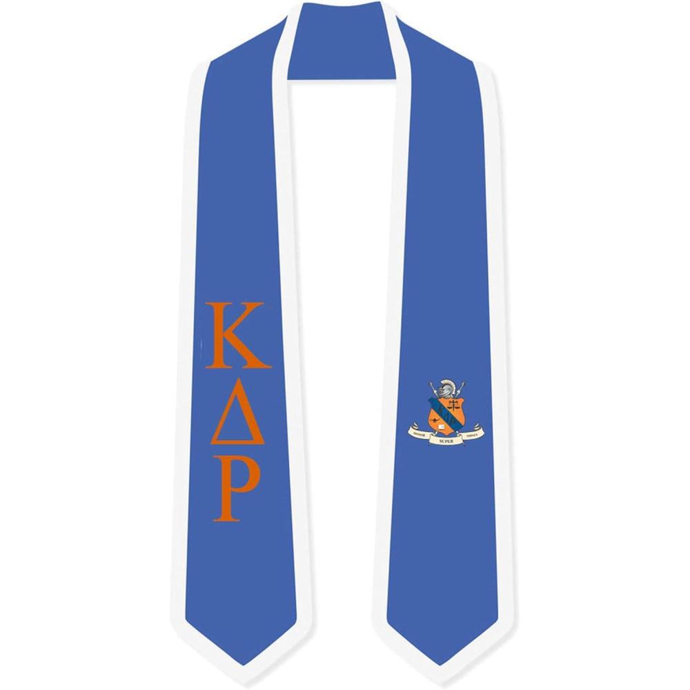 imageKappa Delta Rho Greek 2 Tone Lettered Graduation Sash StoleLight Blue WWhite Trim