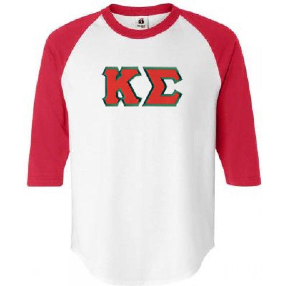 imageKappa Sigma Lettered Raglan TShirtWhite WRed