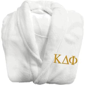 Greekgear Kappa Delta Phi Fraternity Lettered Bathrobe White