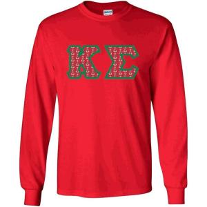 Kappa Sigma Fraternity Crest Twill Letter Longsleeve Tee(Red)