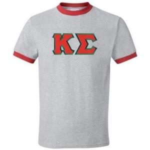 Kappa Sigma Lettered Ringer Shirt(Athletic Heather/Red)