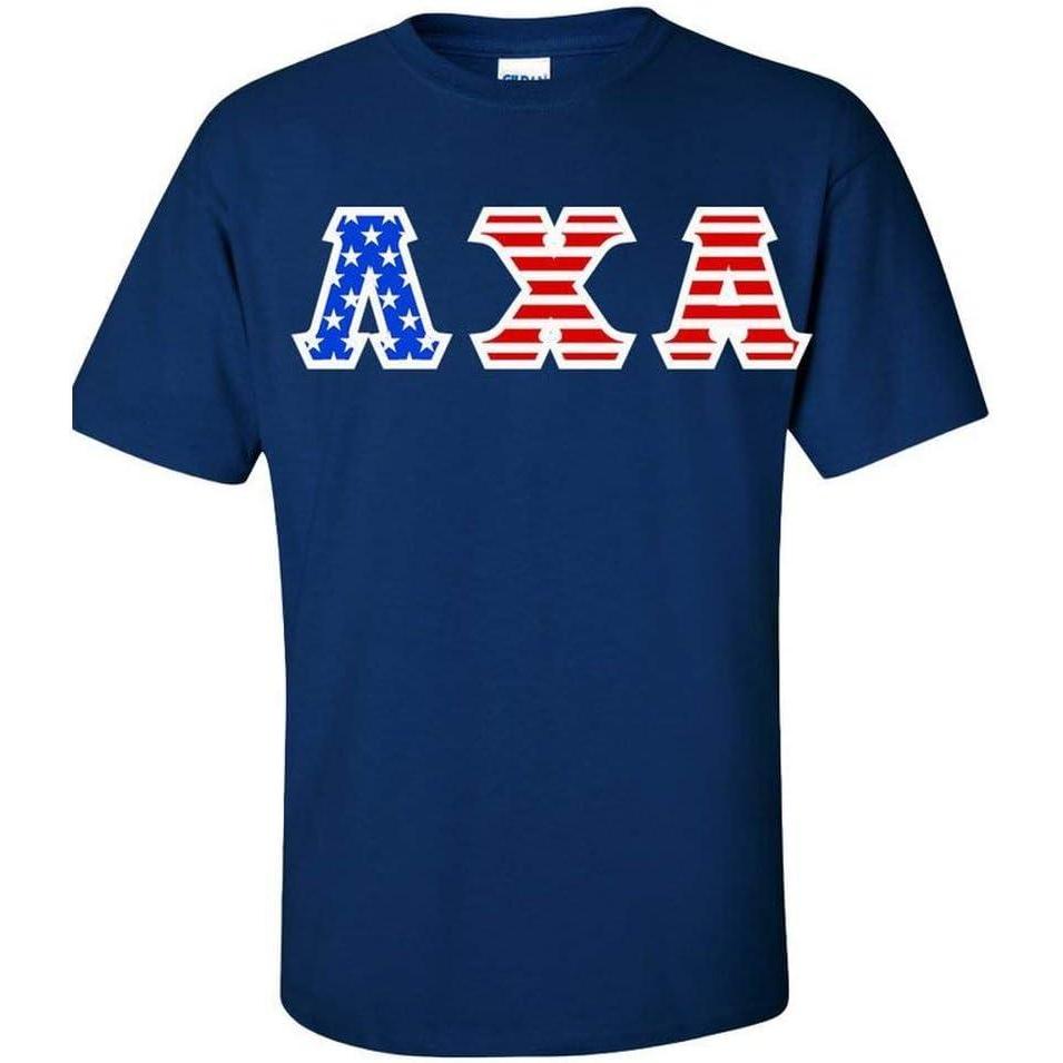 imageLambda Chi Alpha Greek Letter American Flag TeeRoyal Blue