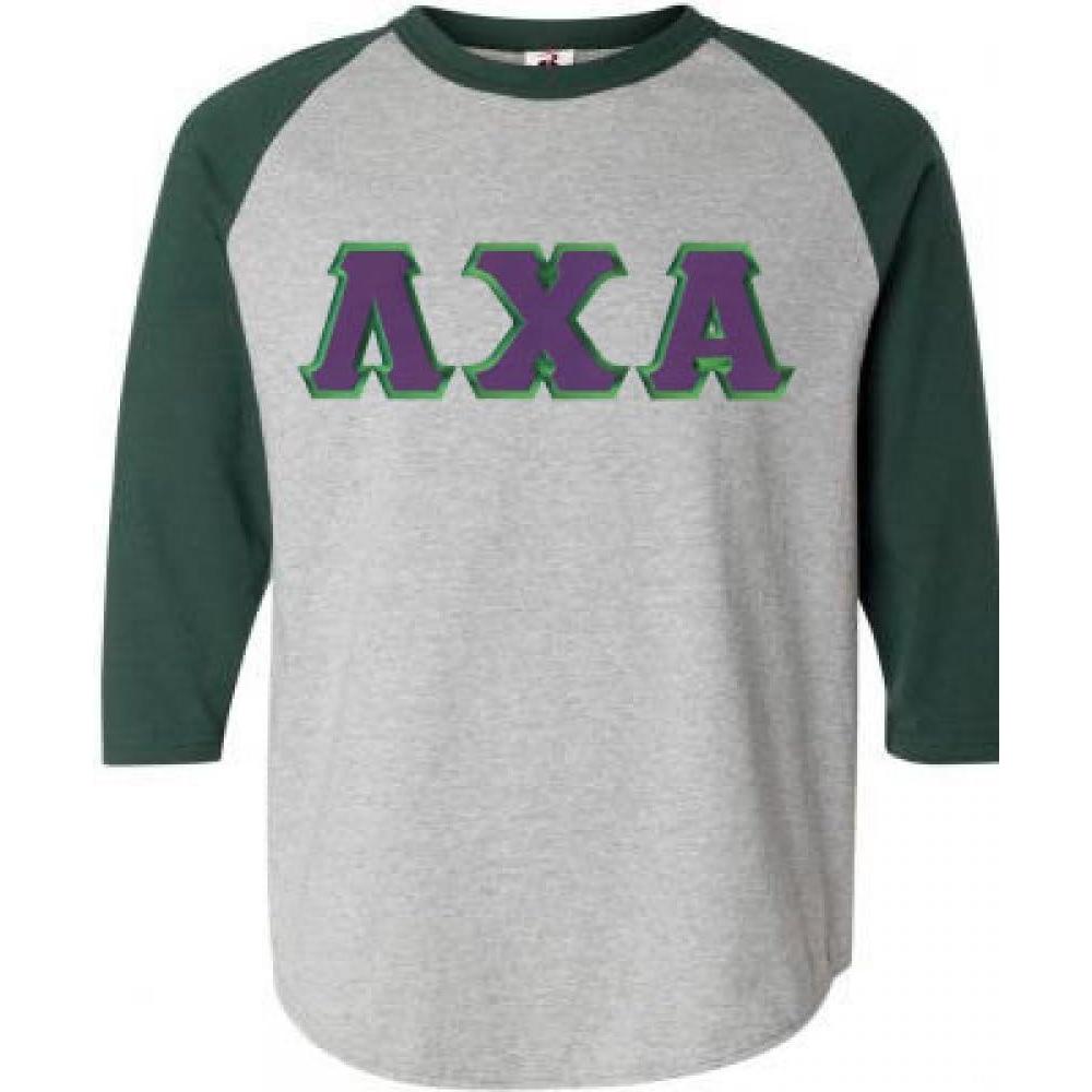 imageLambda Chi Alpha Lettered Raglan TShirtGrey WDark Green