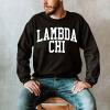 Greekgear Men’s Lambda Chi Alpha BIG TEXT Crewneck Sweatshirt Black(Black)