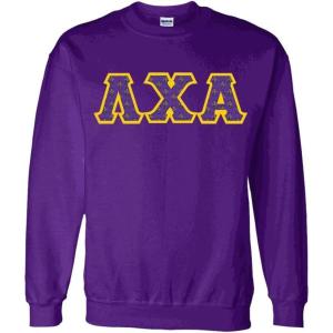 Greekgear Lambda Chi Alpha Fraternity Crest Twill Letter Crewneck Sweatshirt(Purple)
