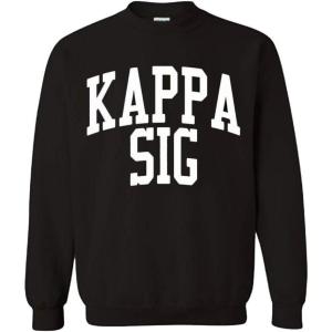 Greekgear Men’s Kappa Sigma BIG TEXT Crewneck Sweatshirt Black(Black)