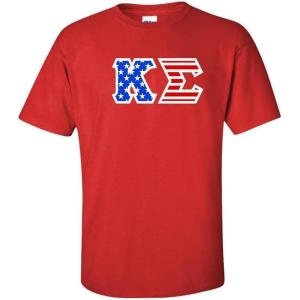 Kappa Sigma Greek Letter American Flag Tee(Red)