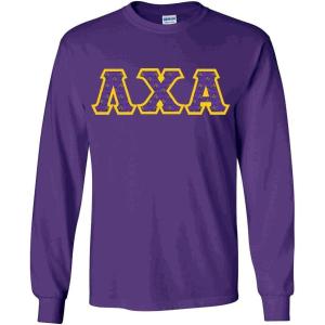 Lambda Chi Alpha Fraternity Crest Twill Letter Longsleeve Tee(Purple)