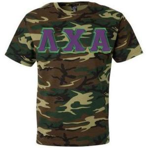 Lambda Chi Alpha Lettered Camouflage T-Shirt(Camouflage)