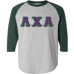 Lambda Chi Alpha Lettered Raglan T-Shirt(Grey W/Dark Green)