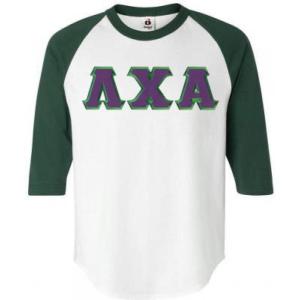 Lambda Chi Alpha Lettered Raglan T-Shirt(White W/Dark Green)