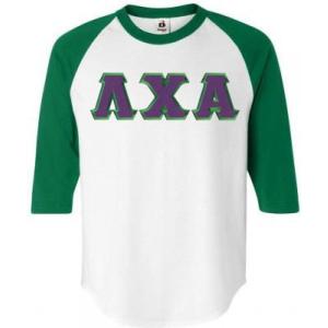 Lambda Chi Alpha Lettered Raglan T-Shirt(White W/Kelly Green)