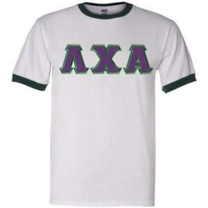 Lambda Chi Alpha Lettered Ringer Shirt(White/Dark Green)