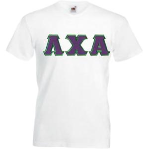 Lambda Chi Alpha Lettered V-Neck T-Shirt(White)