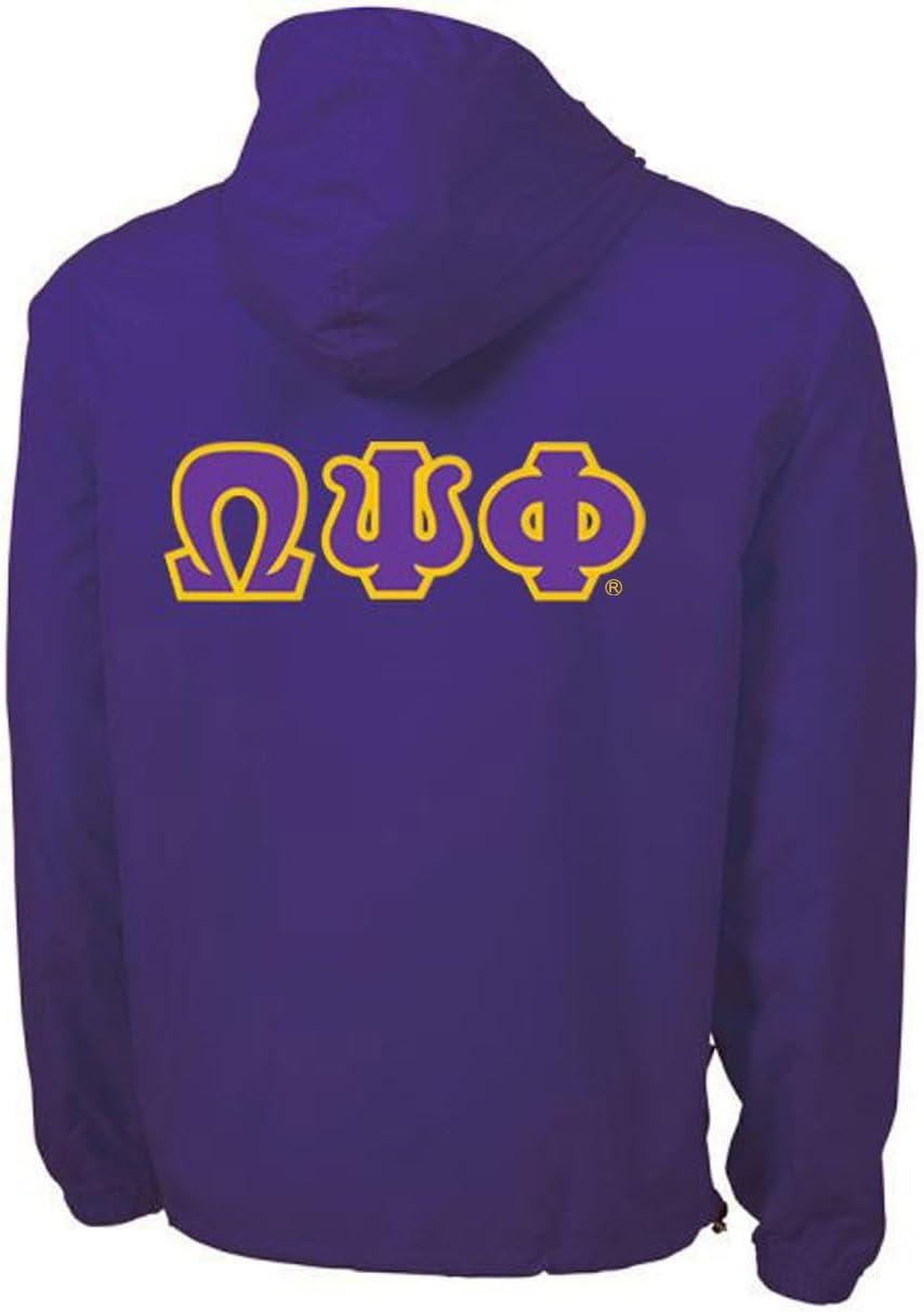 imageOmega Psi Phi Tackle Twill Lettered Pack N Go PulloverPurple