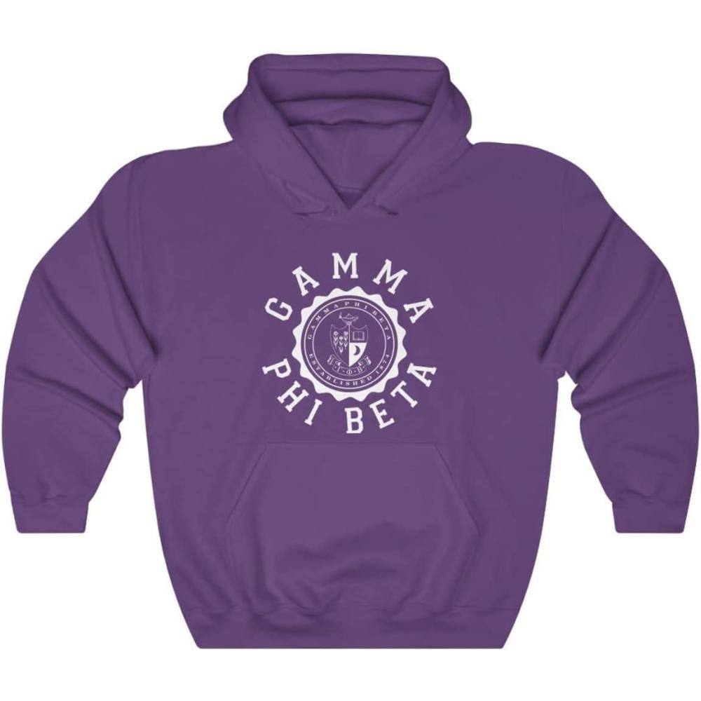 imageGreekgear Gamma Phi Beta Unisex College Seal HoodiePurple