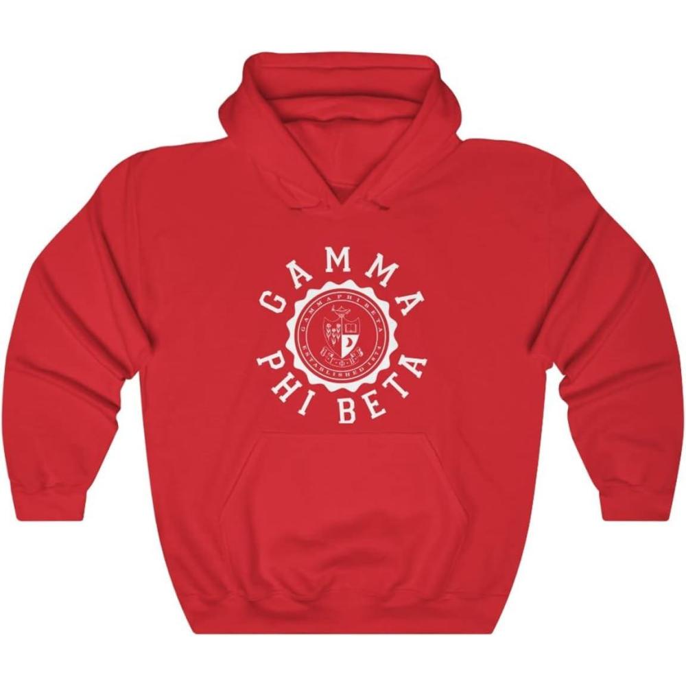 imageGreekgear Gamma Phi Beta Unisex College Seal HoodieRed