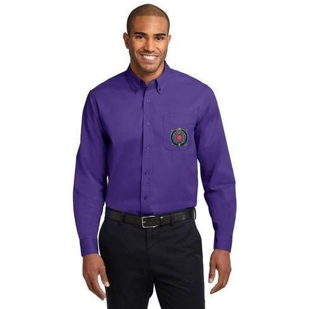 imageOmega Psi Phi Crest Shield Long Sleeve OxfordPurple Light Stone