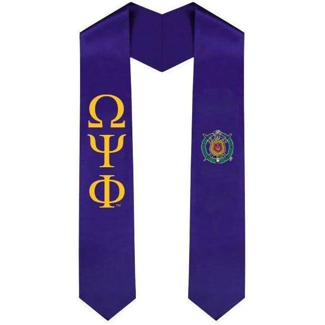 imageOmega Psi Phi Greek Lettered Graduation Sash Stole With Crest