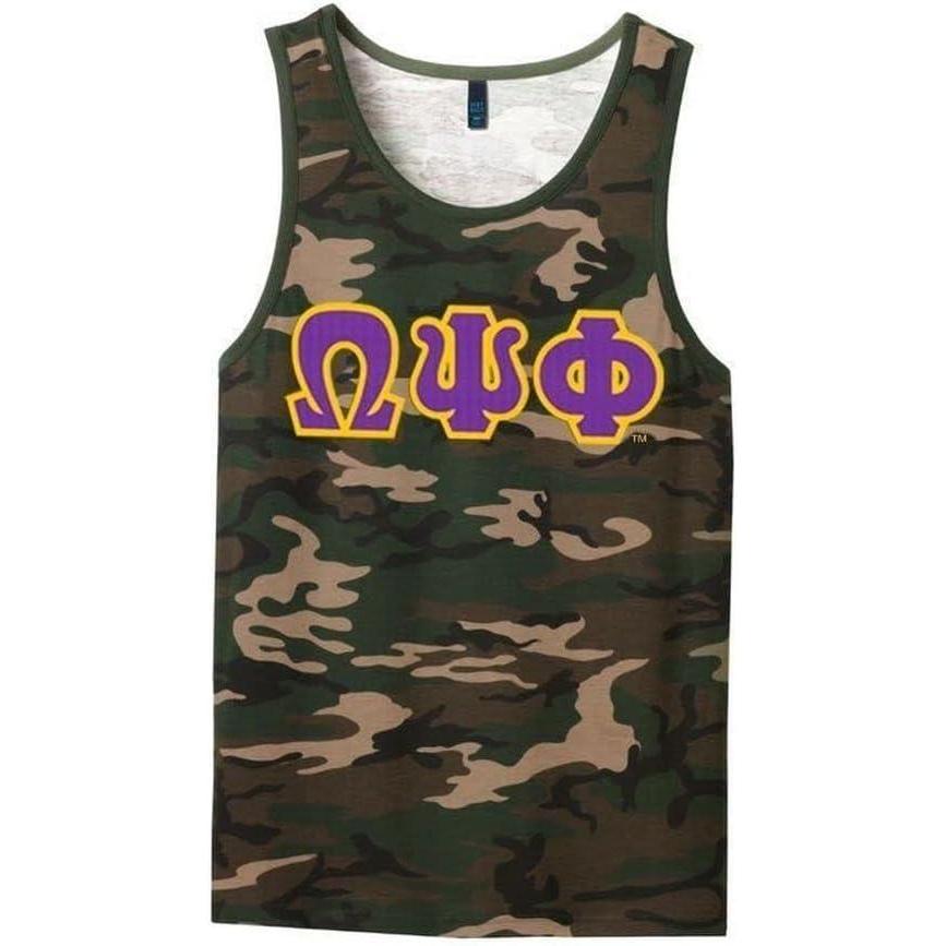 imageOmega Psi Phi Lettered Camouflage TankMilitary Camo