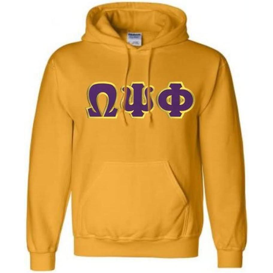 imageOmega Psi Phi Lettered Hooded SweatshirtGold