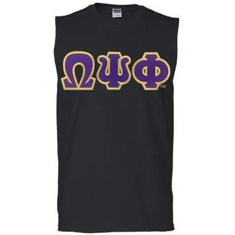 imageOmega Psi Phi Lettered Sleeveless TeeBlack