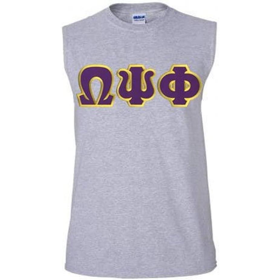 imageOmega Psi Phi Lettered Sleeveless TeeSports Grey