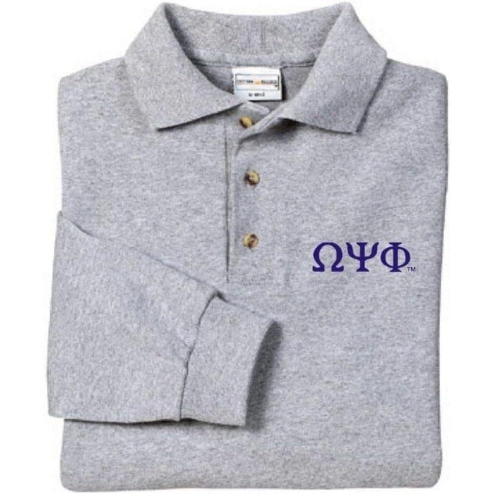 imageOmega Psi Phi Long Sleeve PoloLight Grey