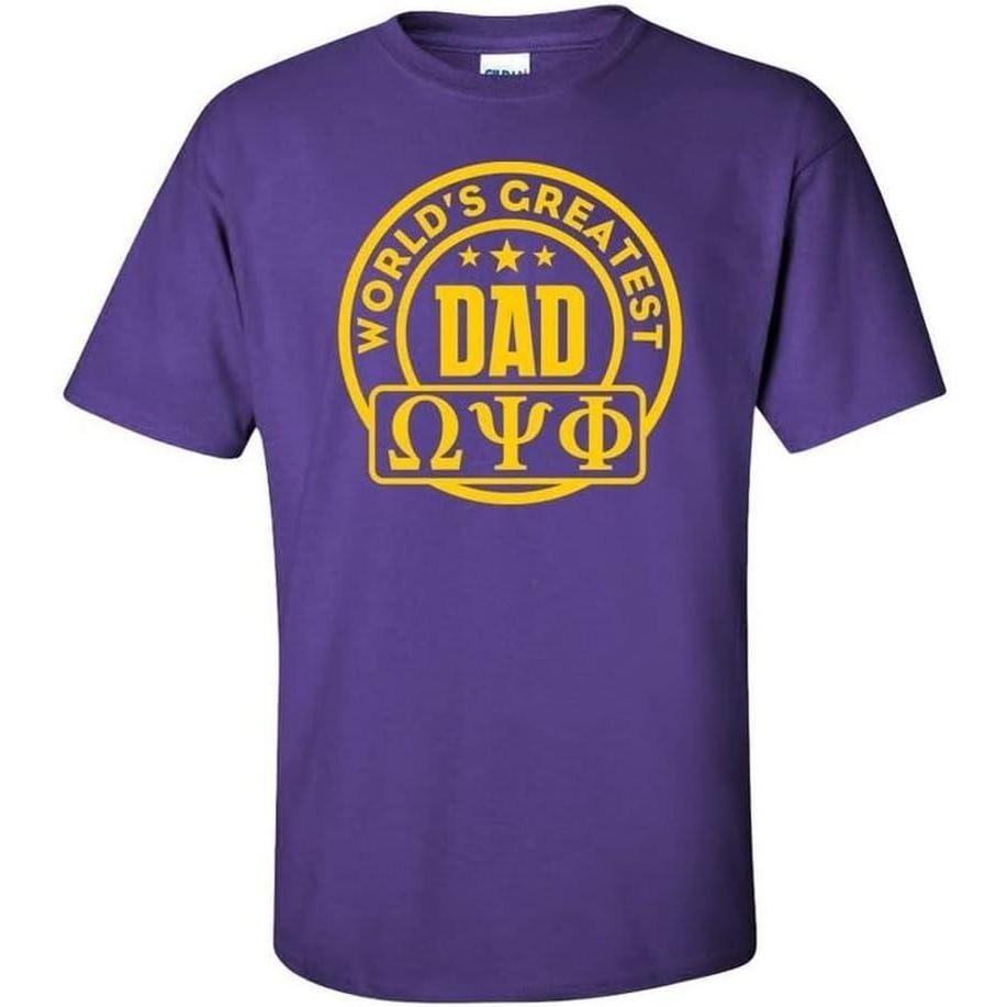 imageOmega Psi Phi Worlds Greatest Father TShirtPurple