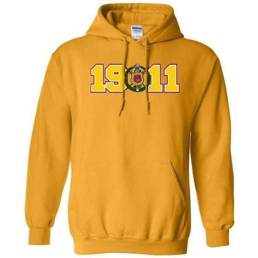 imageOmega Psi Phi Year Crest Hooded SweatshirtGold