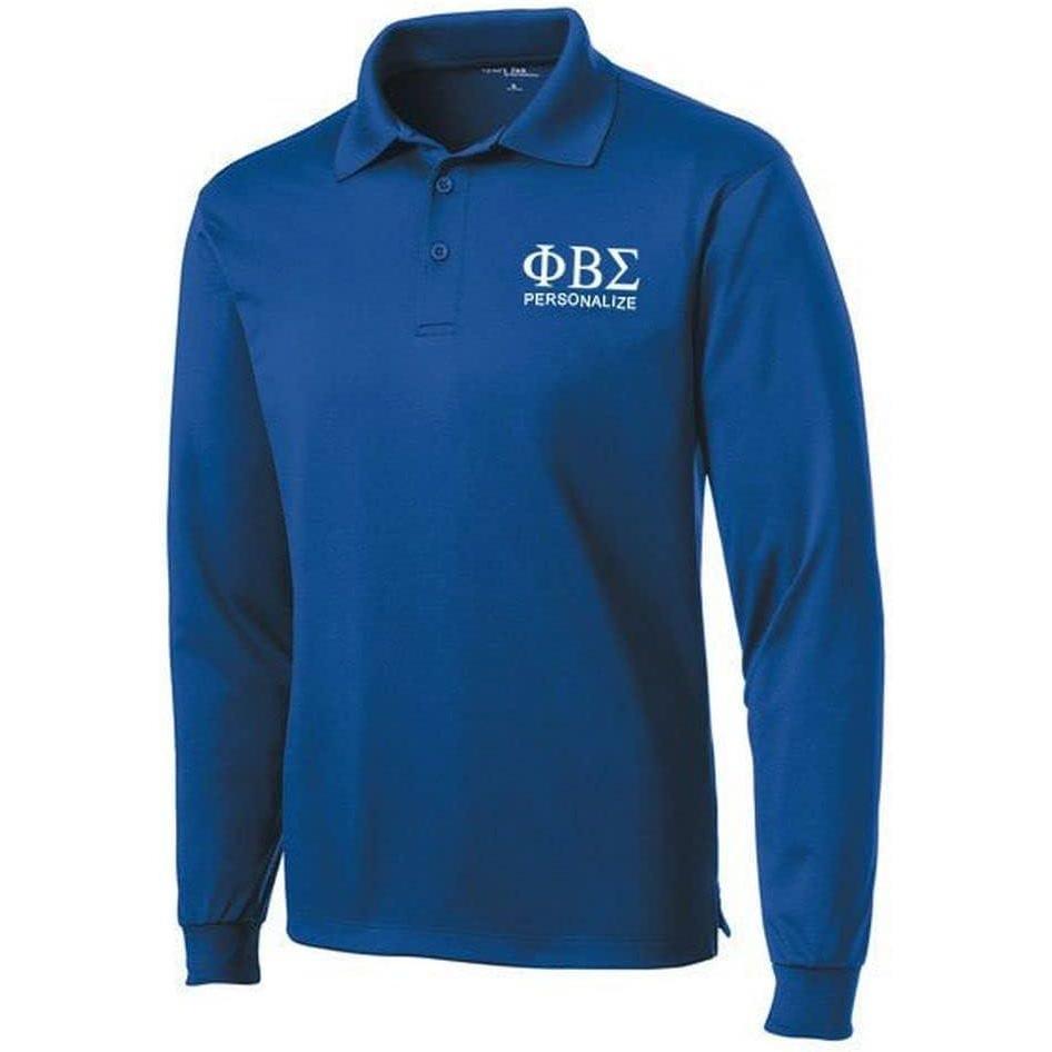 imagePhi Beta Sigma World Famous Long Sleeve Dry Fit PoloRoyal Blue