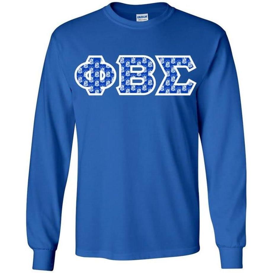 imagePhi Beta Sigma Fraternity Crest Shield Twill Letter Longsleeve TeeRoyal Blue