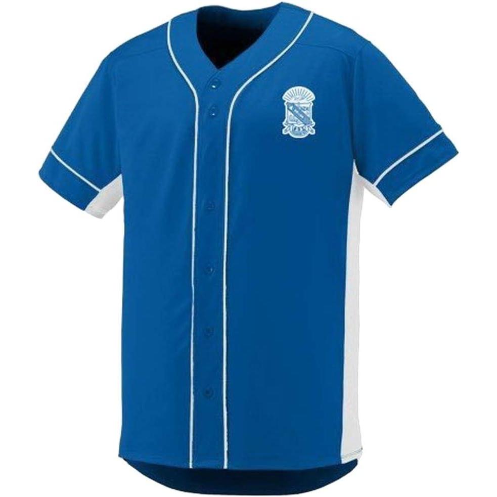 imagePhi Beta Sigma Fraternity Crest Slugger Baseball JerseyRoyalWhite
