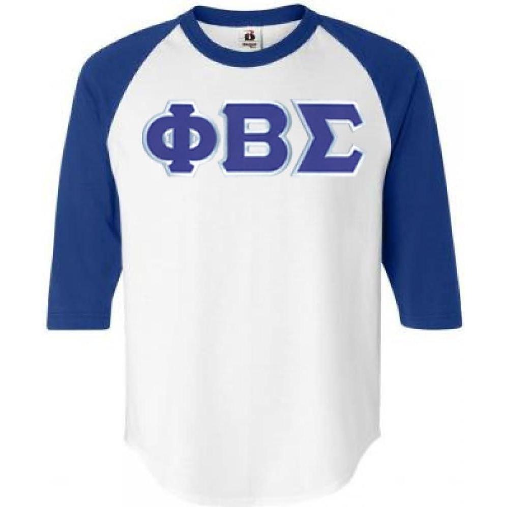 imagePhi Beta Sigma Fraternity Greek Lettered Raglan BaseballSoftball ShirtWhite WRoyal Blue